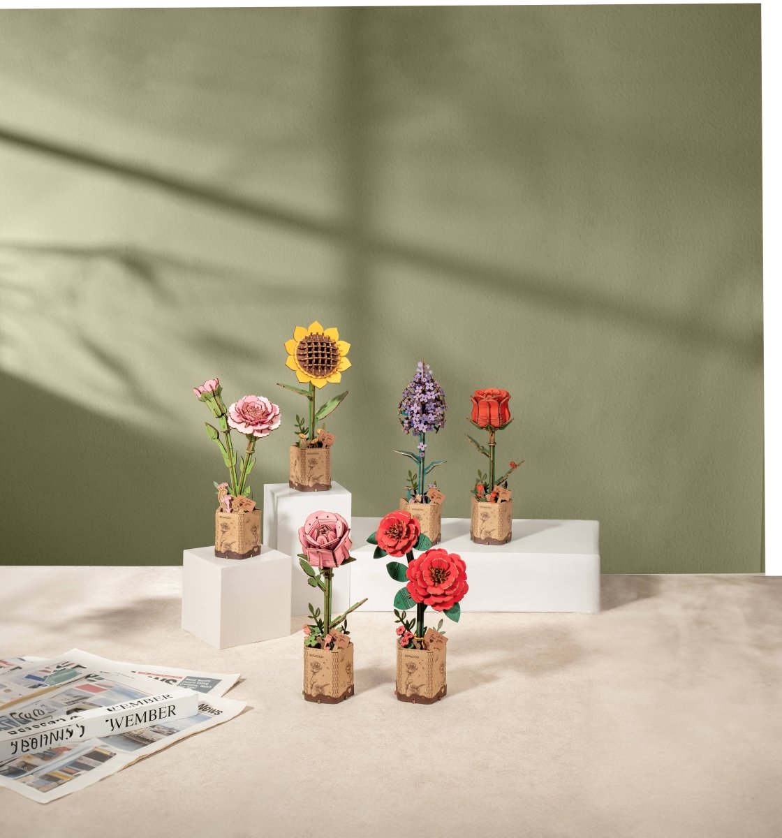 3D Wooden Flower Puzzle: Red Rose - Tales for Tadpoles