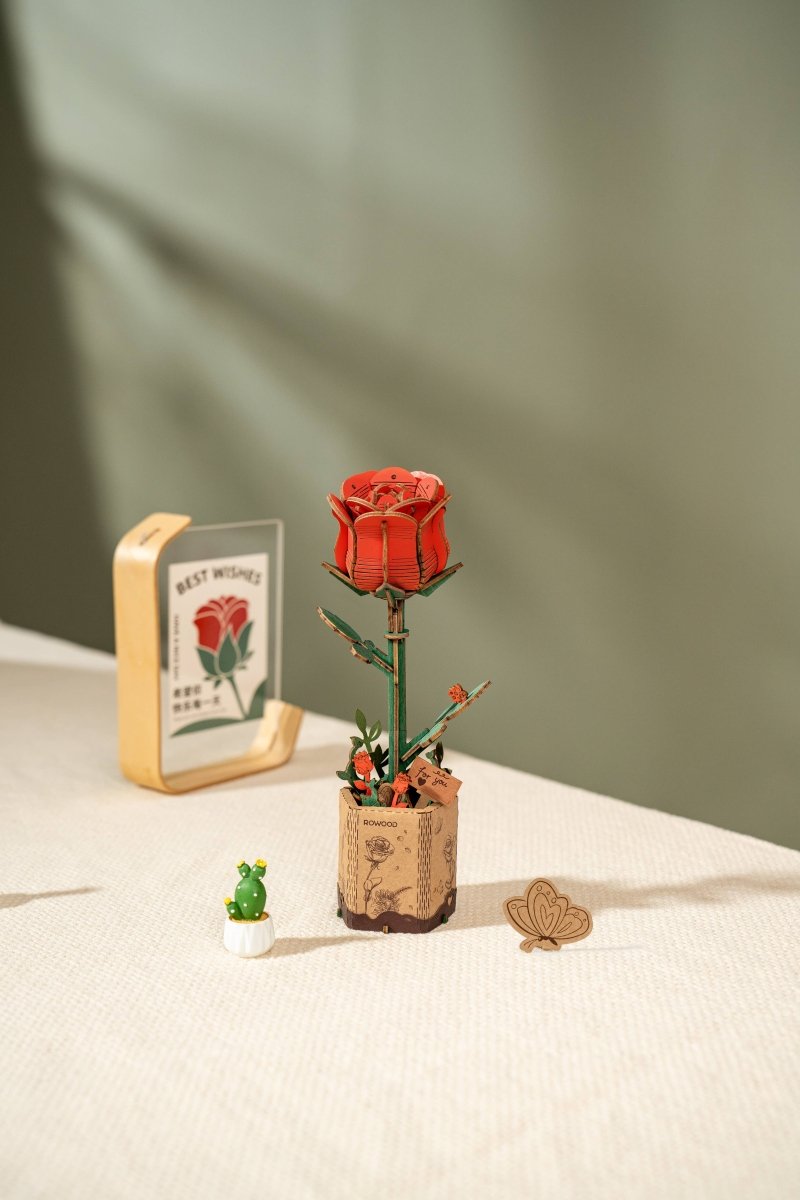 3D Wooden Flower Puzzle: Red Rose - Tales for Tadpoles