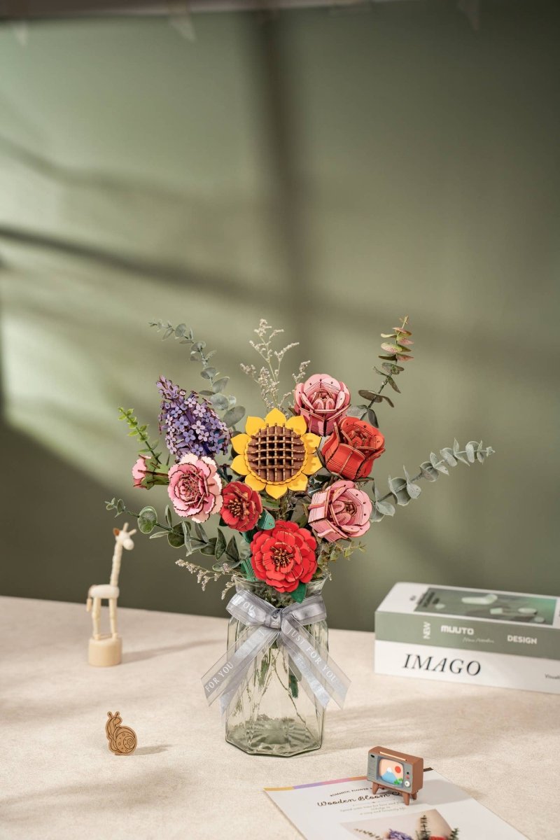 3D Wooden Flower Puzzle: Red Rose - Tales for Tadpoles