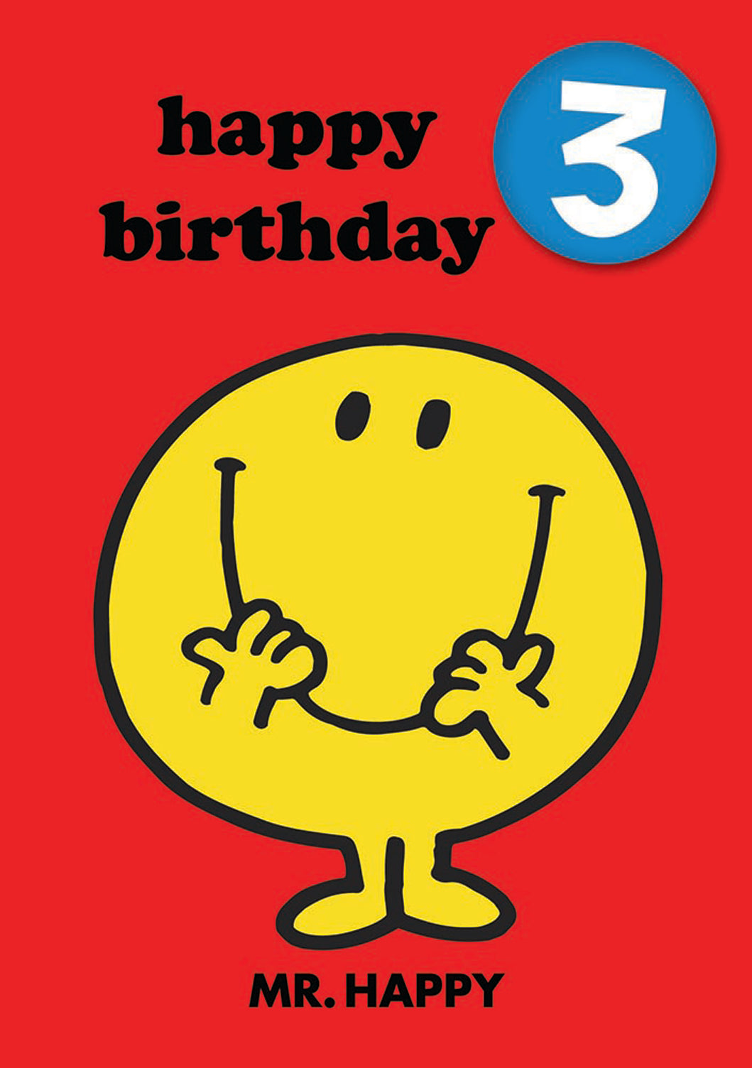 Greeting Card: Mr. Men and Little Miss - Mr. Happy Age 3 Badge