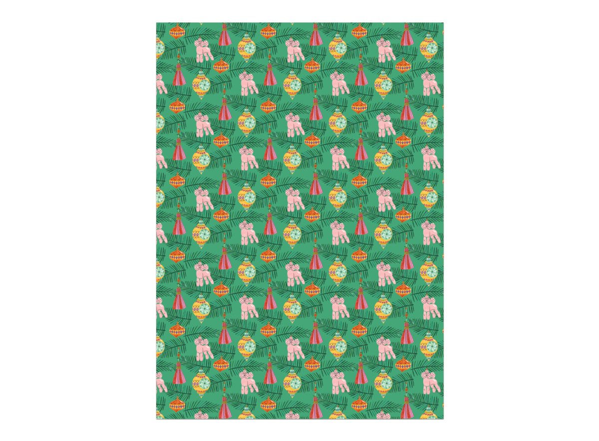 Gift Wrap: Bodil Jane - Christmas Poodle (Roll of 3 sheets) - Tales for Tadpoles
