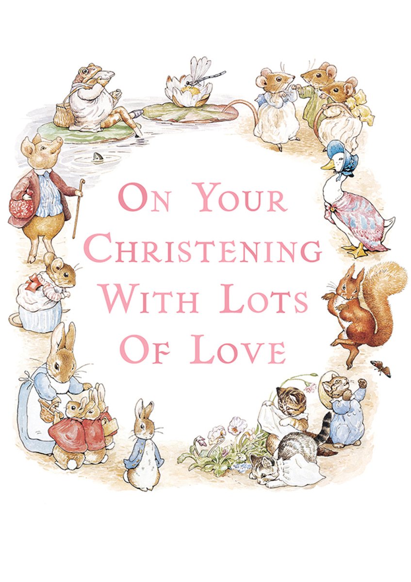 Greeting Card: Beatrix Potter - Christening Pink - Tales for Tadpoles