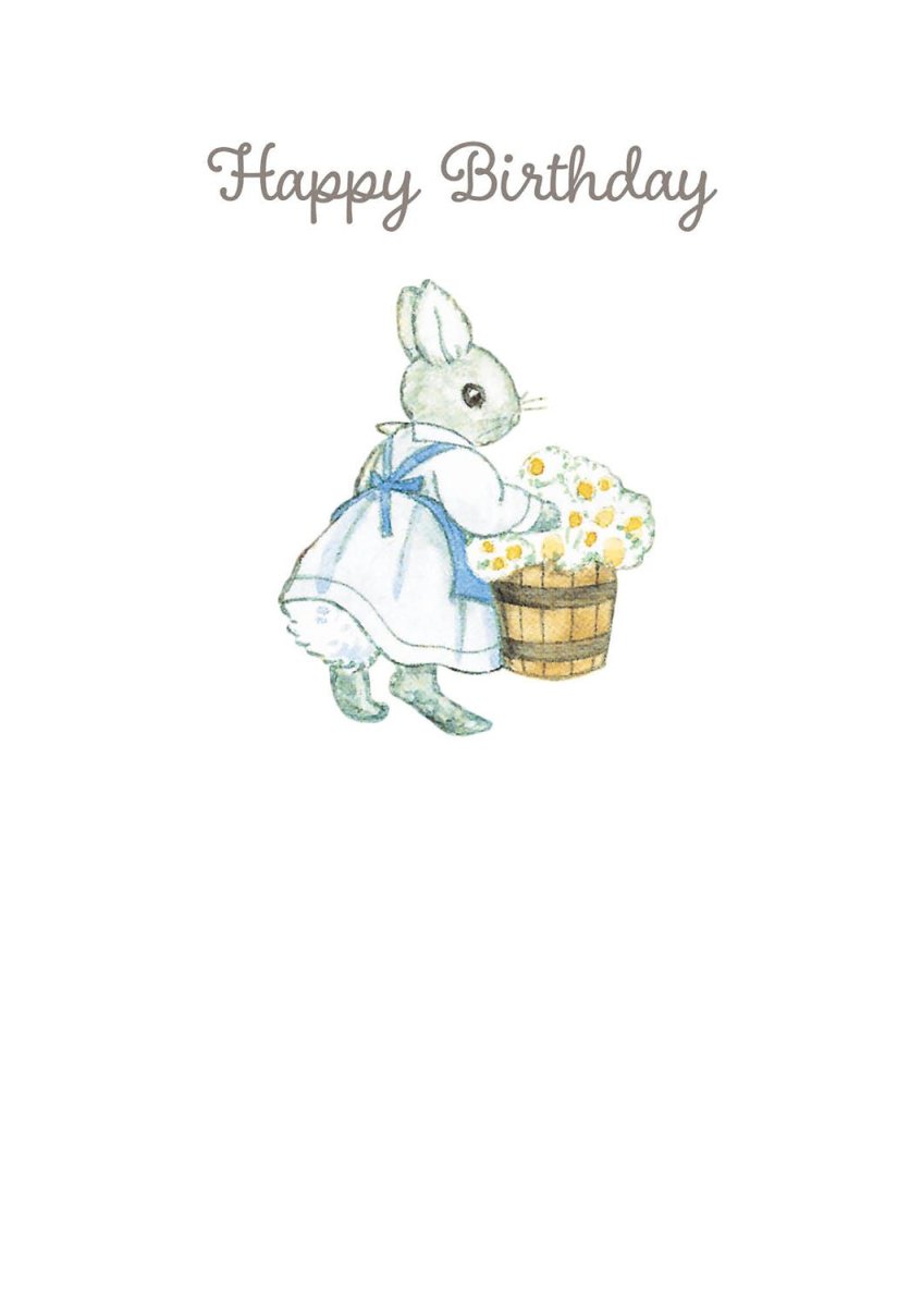 Greeting Card: Little Grey Rabbit - Happy Birthday Flower Barrel - Tales for Tadpoles