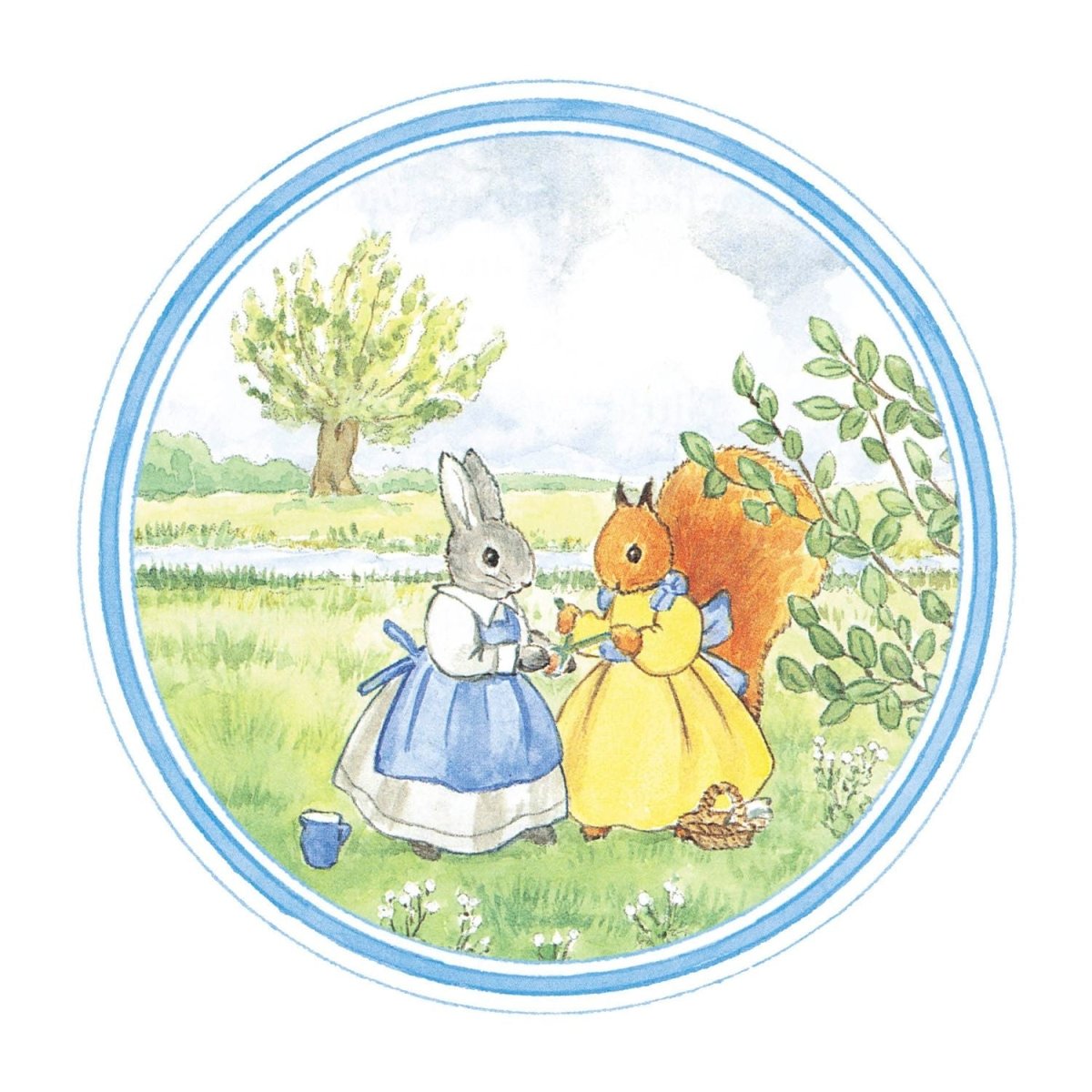 Greeting Card: Little Grey Rabbit - (Square) Standing with Squirrel - Tales for Tadpoles