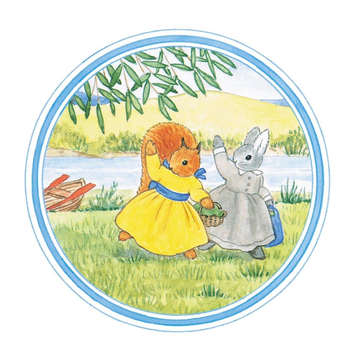 Greeting Card: Little Grey Rabbit - (Square) Waving with Squirrel - Tales for Tadpoles