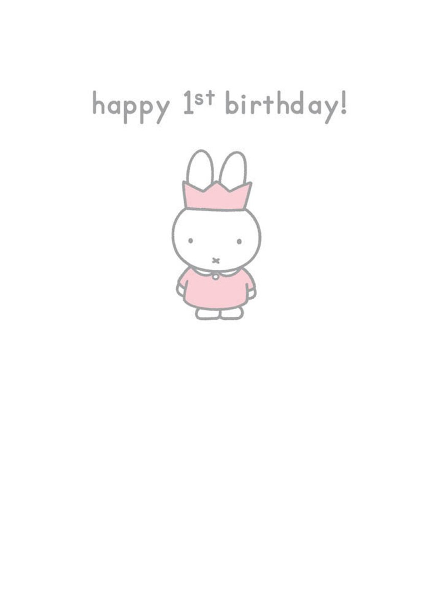 Greeting Card: Miffy - Happy 1st Birthday (pink) - Tales for Tadpoles