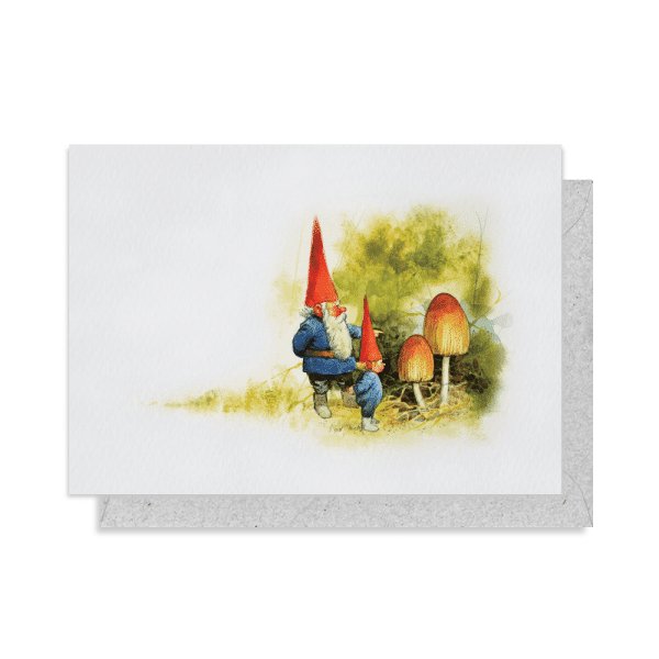 Greeting Card: Rien Poortvliet - Gnome and Son with Toadstools - Tales for Tadpoles