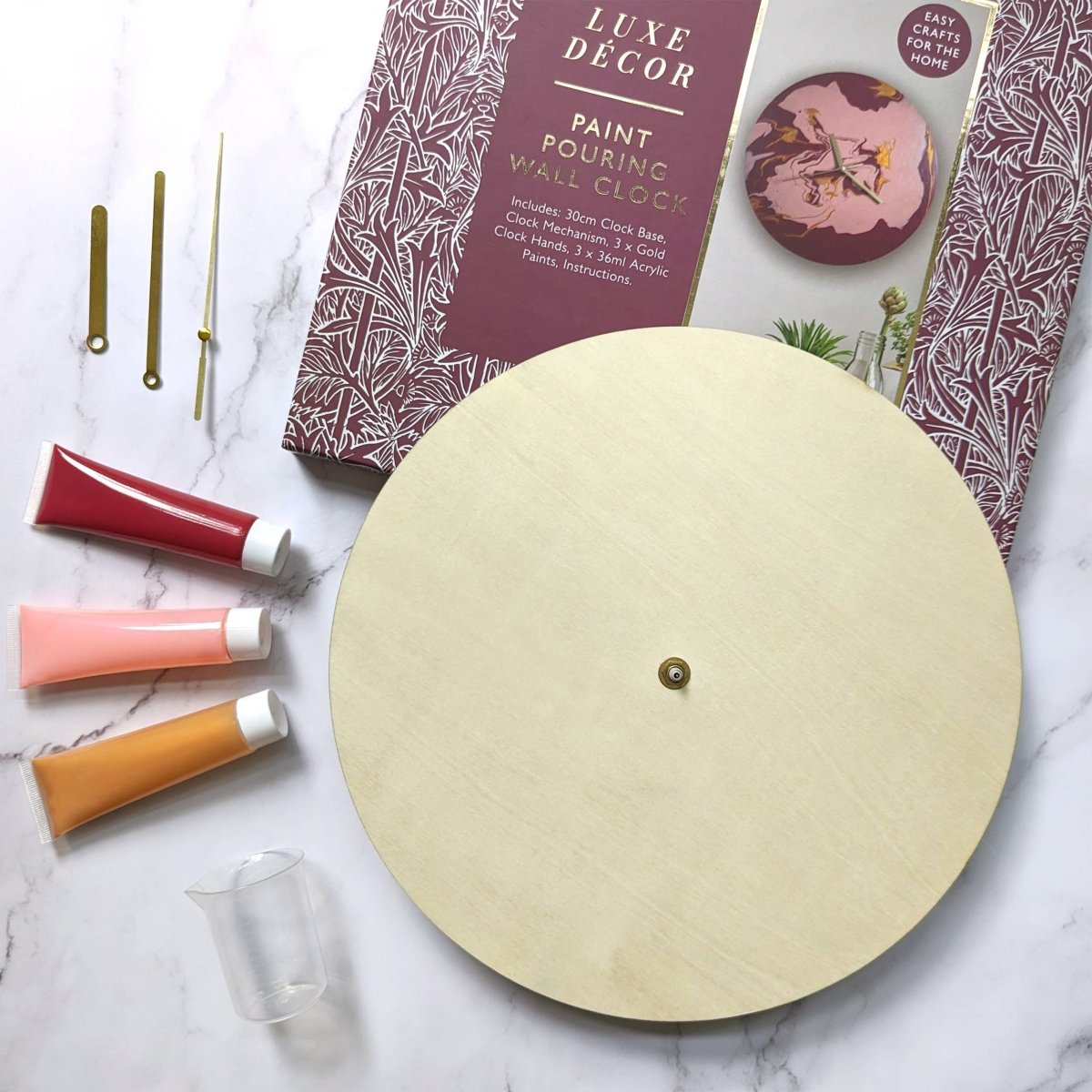 Luxe Decor Craft Kit - Paint Pouring Wall Clock - Tales for Tadpoles