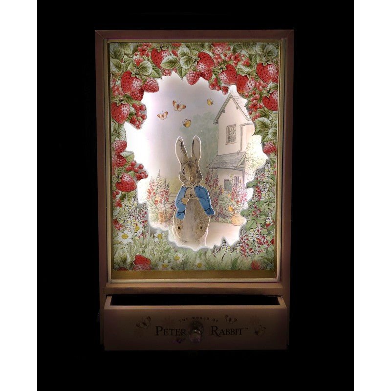 Traditional Music Box: Peter Rabbit Dancing (with drawer) - Strawberries - Tales for Tadpoles