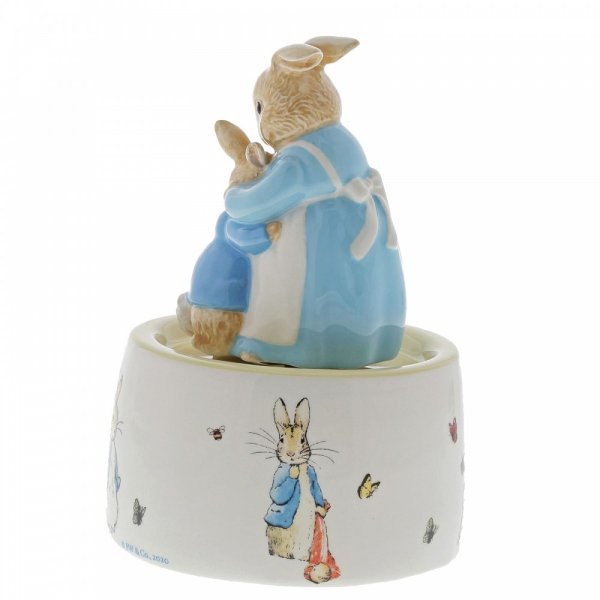 Ceramic Musical Figurine: Beatrix Potter/Mrs. Rabbit and Peter