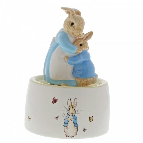 Ceramic Musical Figurine: Beatrix Potter/Mrs. Rabbit and Peter