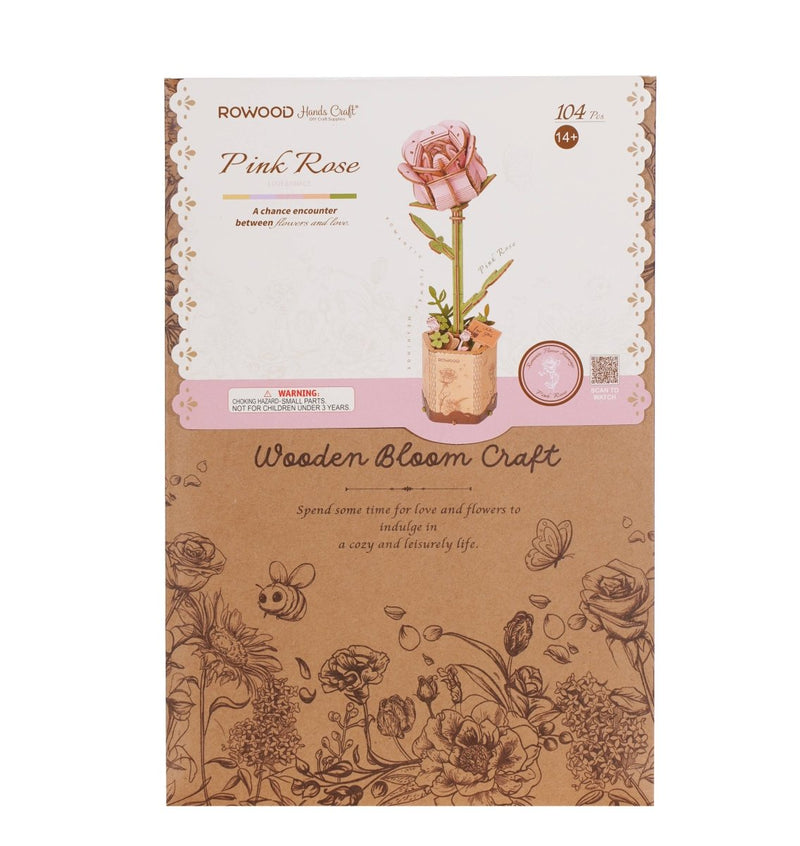 3D Wooden Flower Puzzle: Pink Rose - Tales for Tadpoles