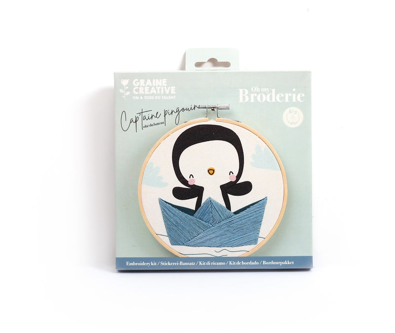 Embroidery Kit: Captain Penguin