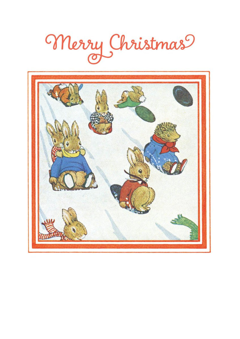 Christmas Card: Little Grey Rabbit - Down the Hill - Tales for Tadpoles