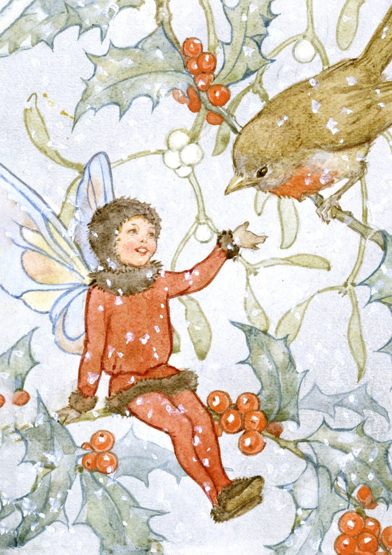 Christmas Card: Margaret Tarrant - Fairy Welcoming Robin - Tales for Tadpoles