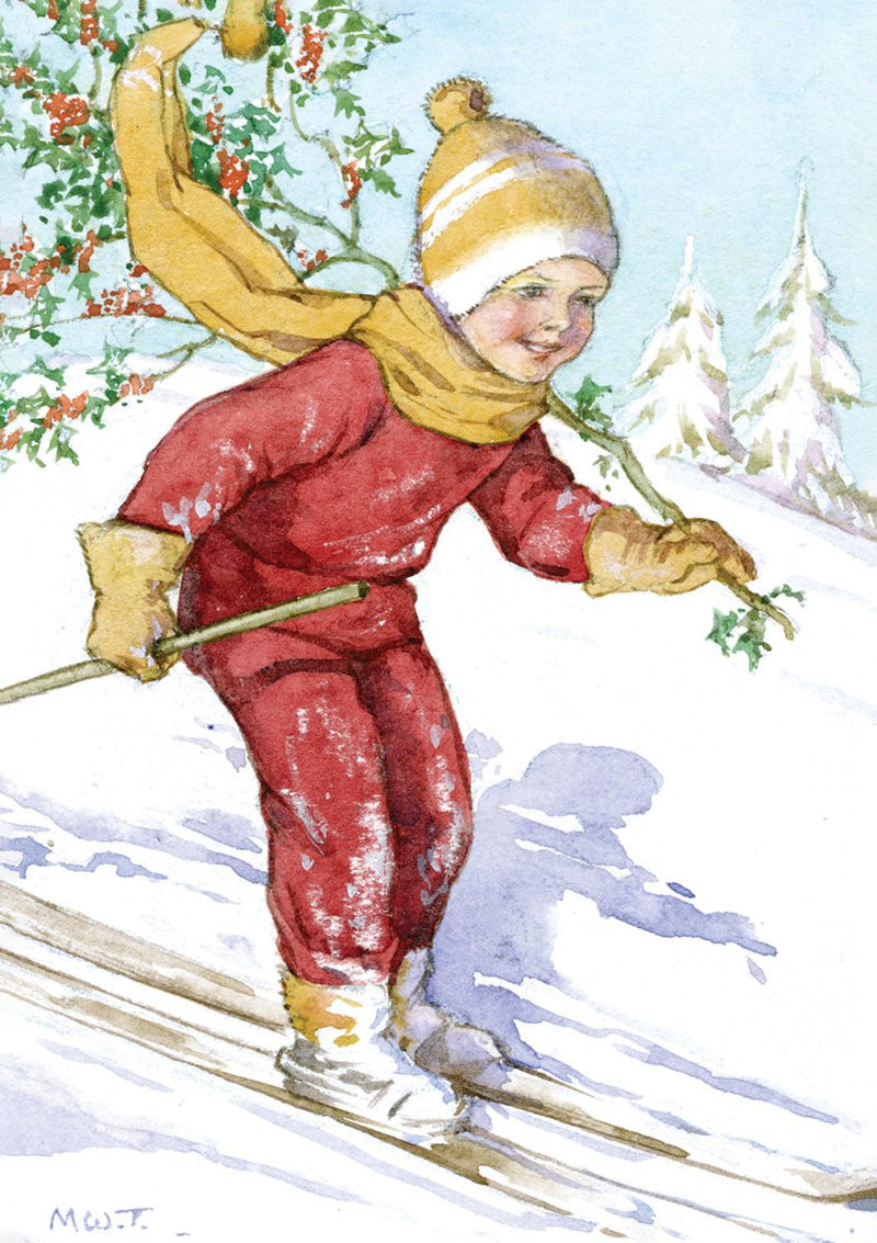 Christmas Card: Margaret Tarrant - Skiing Child - Tales for Tadpoles