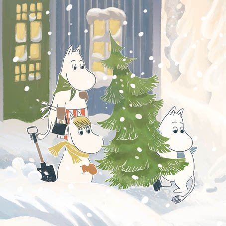 Christmas Card: Moomin - Carrying Christmas Tree - Tales for Tadpoles