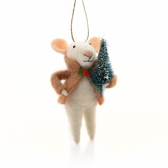 Christmas Decorations: Felt Mouse With Tree Hanging Decoration - Tales for Tadpoles