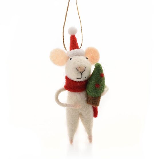 Christmas Decorations: Felt Mouse With Tree Hanging Ornament - Tales for Tadpoles