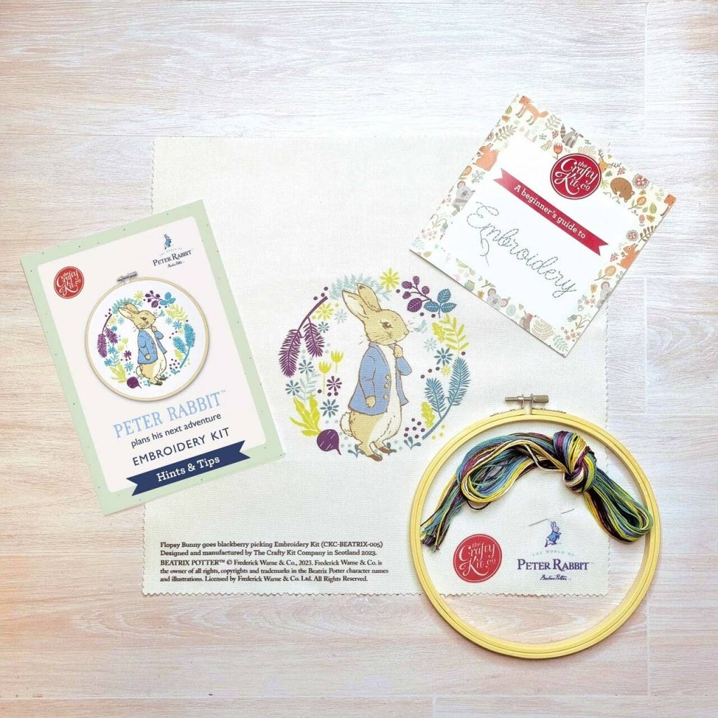 Cross Stitch Kit: Peter Rabbit Plans His Next Adventure - Tales for Tadpoles