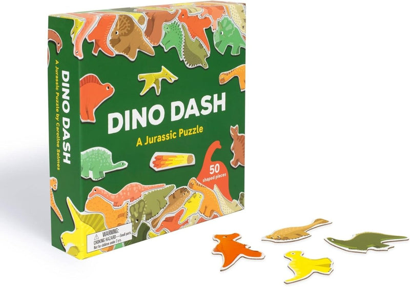 Dino Dash: A Jurassic Puzzle with 50 Shaped Pieces - Tales for Tadpoles