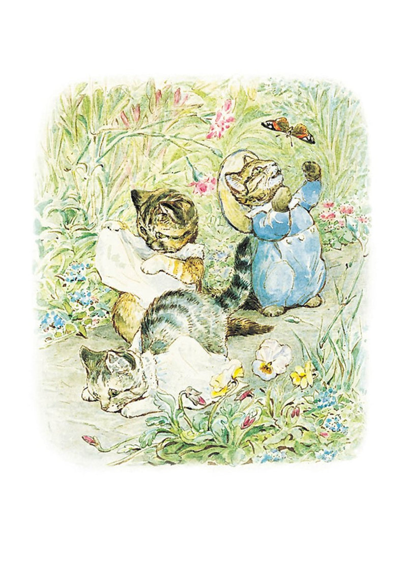 Greeting Card: Beatrix Potter - Cats with Butterfly - Tales for Tadpoles