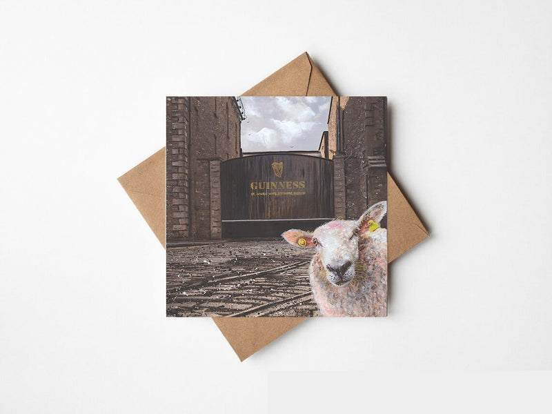 Greeting Card: Kelly Hood - Ewe selfie at St. James’ Gate, Co. Dublin (Square) - Tales for Tadpoles