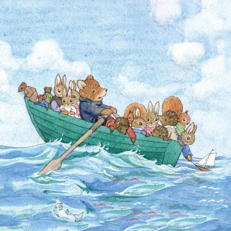 Greeting Card: Margaret Tempest - Animal Rowing Boat - Tales for Tadpoles