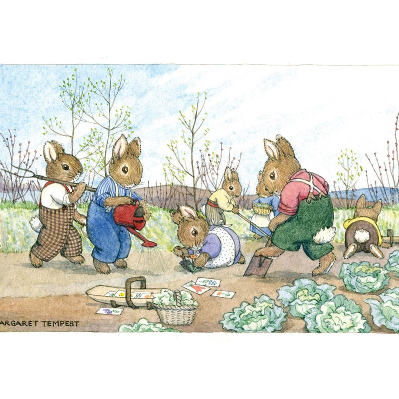 Greeting Card: Margaret Tempest - Bunnies Gardening - Tales for Tadpoles