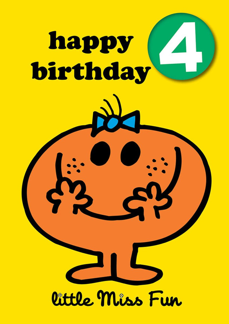 Greeting Card: Mr. Men and Little Miss - Little Miss Fun Age 4 Badge - Tales for Tadpoles