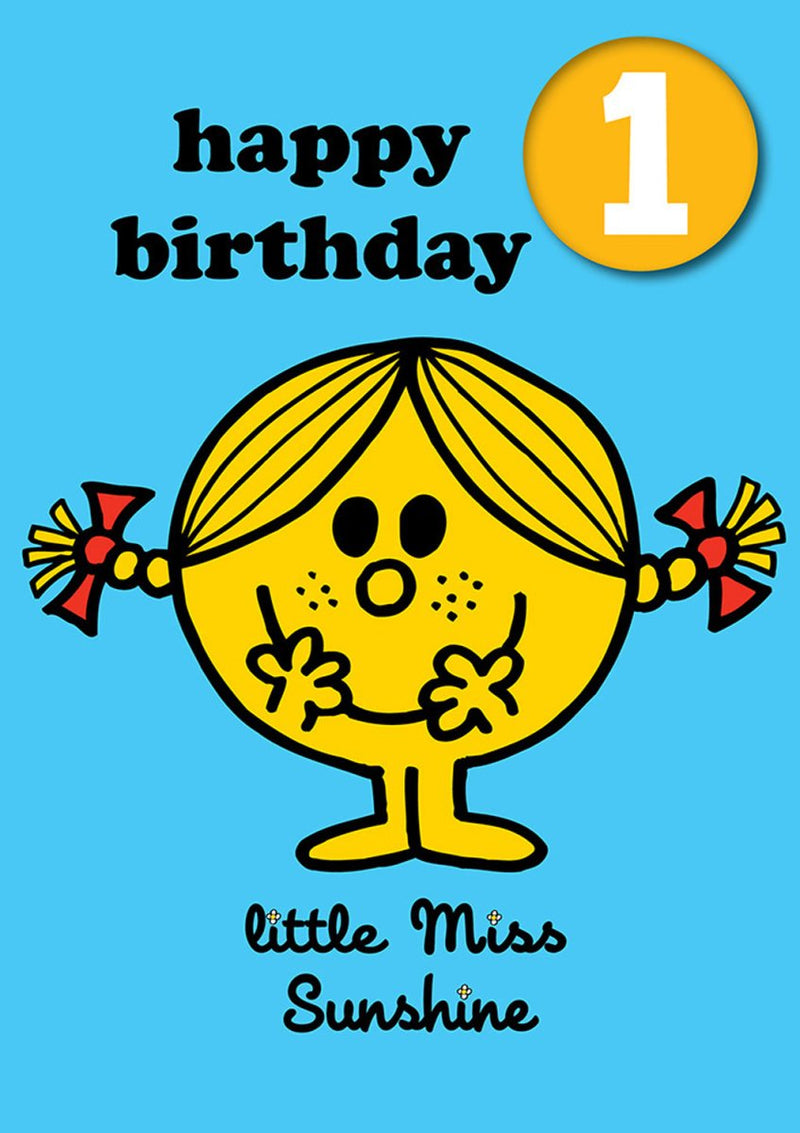 Greeting Card: Mr. Men and Little Miss - Little Miss Sunshine Age 1 Badge - Tales for Tadpoles