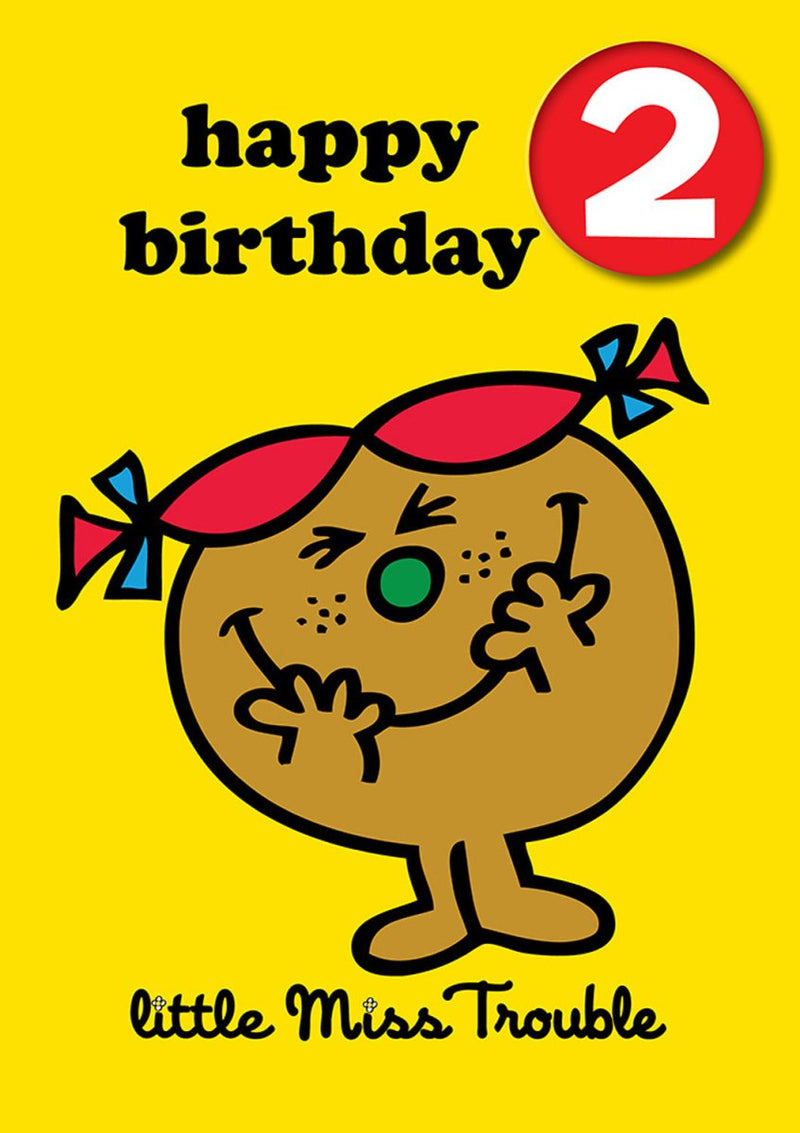 Greeting Card: Mr. Men and Little Miss - Little Miss Trouble Age 2 Badge - Tales for Tadpoles