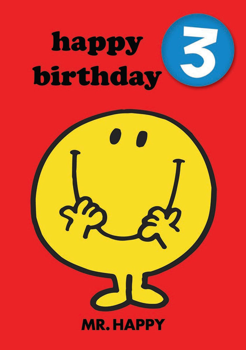 Greeting Card: Mr. Men and Little Miss - Mr. Happy Age 3 Badge - Tales for Tadpoles