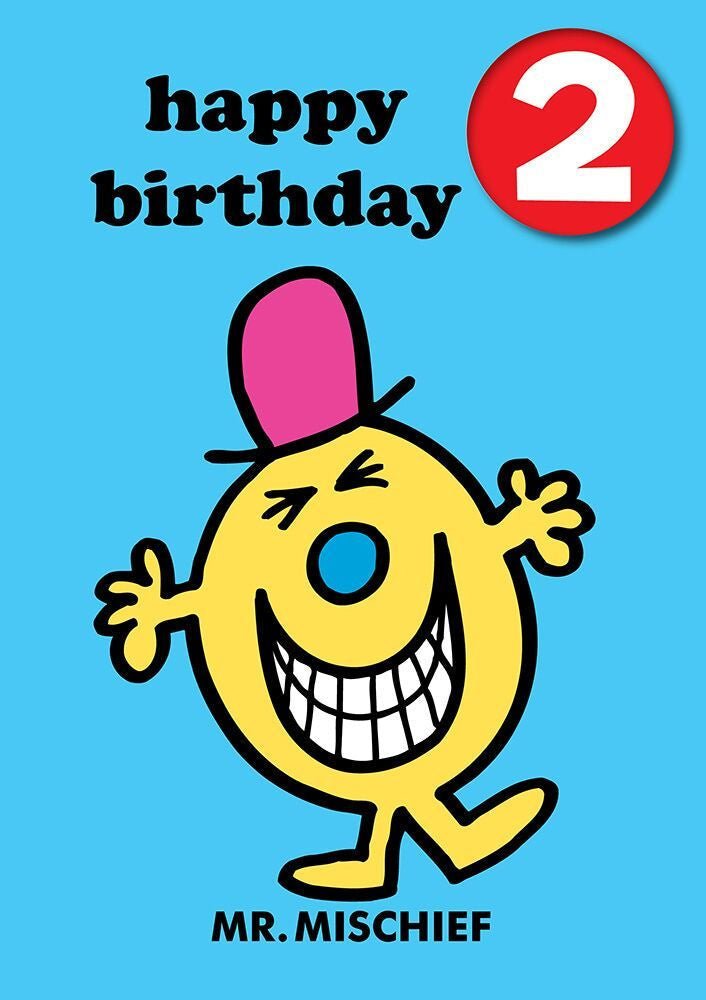 Greeting Card: Mr. Men and Little Miss - Mr. Mischief Age 2 Badge - Tales for Tadpoles