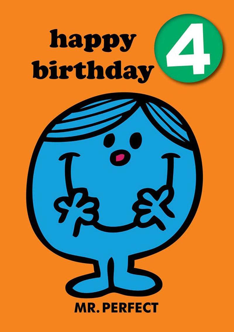 Greeting Card: Mr. Men and Little Miss - Mr. Perfect Age 4 Badge - Tales for Tadpoles