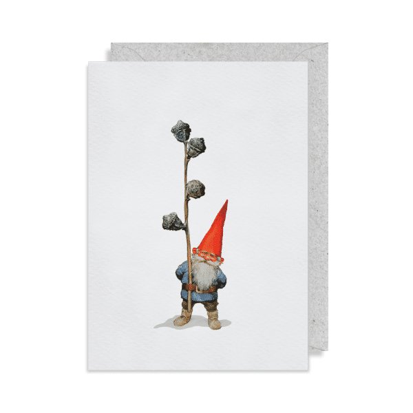 Greeting Card: Rien Poortvliet - Gnome Holding Twig - Tales for Tadpoles