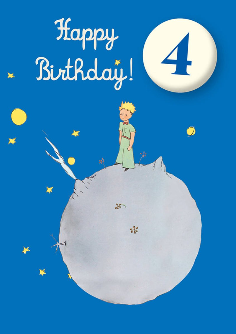 Greeting Card: The Little Prince - Happy Birthday Age 4 Badge - Tales for Tadpoles