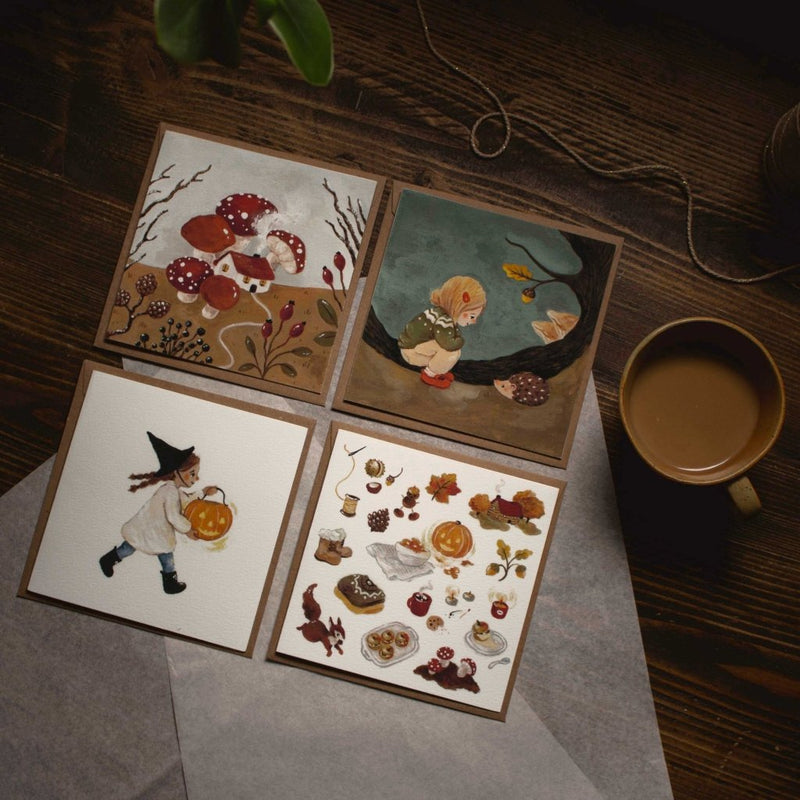 Greeting Cards: Studiosatsch, Cozy Season | Set of 4 - Tales for Tadpoles