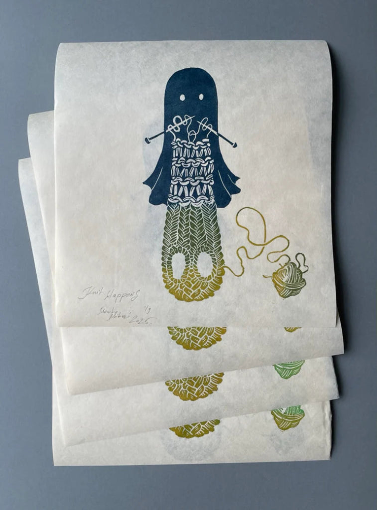 Lino Print: Monika Mitkute - Knit Happens (A4) - Tales for Tadpoles