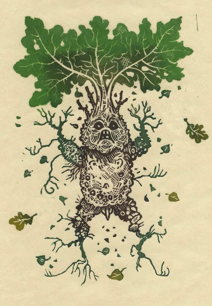Lino Print: Monika Mitkute - Master Mandrake (A4) - Tales for Tadpoles