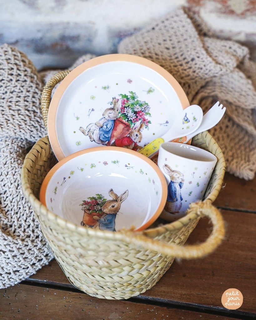 Melamine Eating Set: Peter Rabbit, Apricot - Tales for Tadpoles