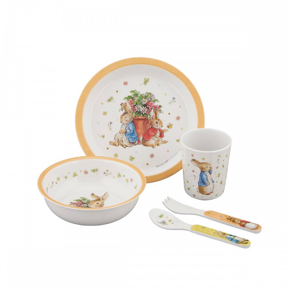 Melamine Eating Set: Peter Rabbit, Apricot - Tales for Tadpoles