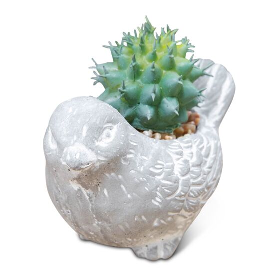 Mini Cement Effect Planter: Bird with Succulent - Tales for Tadpoles