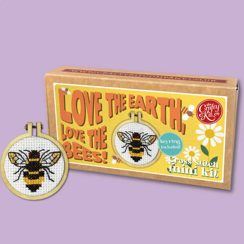 Mini Cross Stitch Kit: Love the Earth Love the Bees! - Tales for Tadpoles
