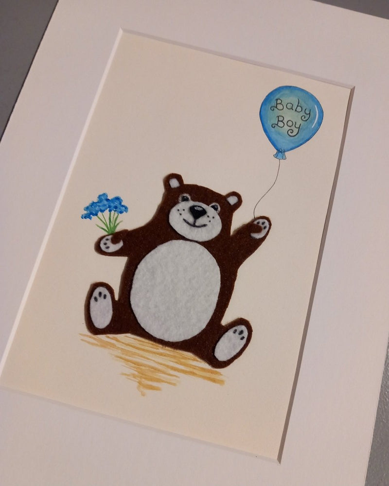 Original Artwork: Jenni Kilgallon - New Baby Bear - Baby Boy (A4 unframed) - Tales for Tadpoles