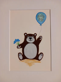 Original Artwork: Jenni Kilgallon - New Baby Bear - Baby Boy (A4 unframed) - Tales for Tadpoles