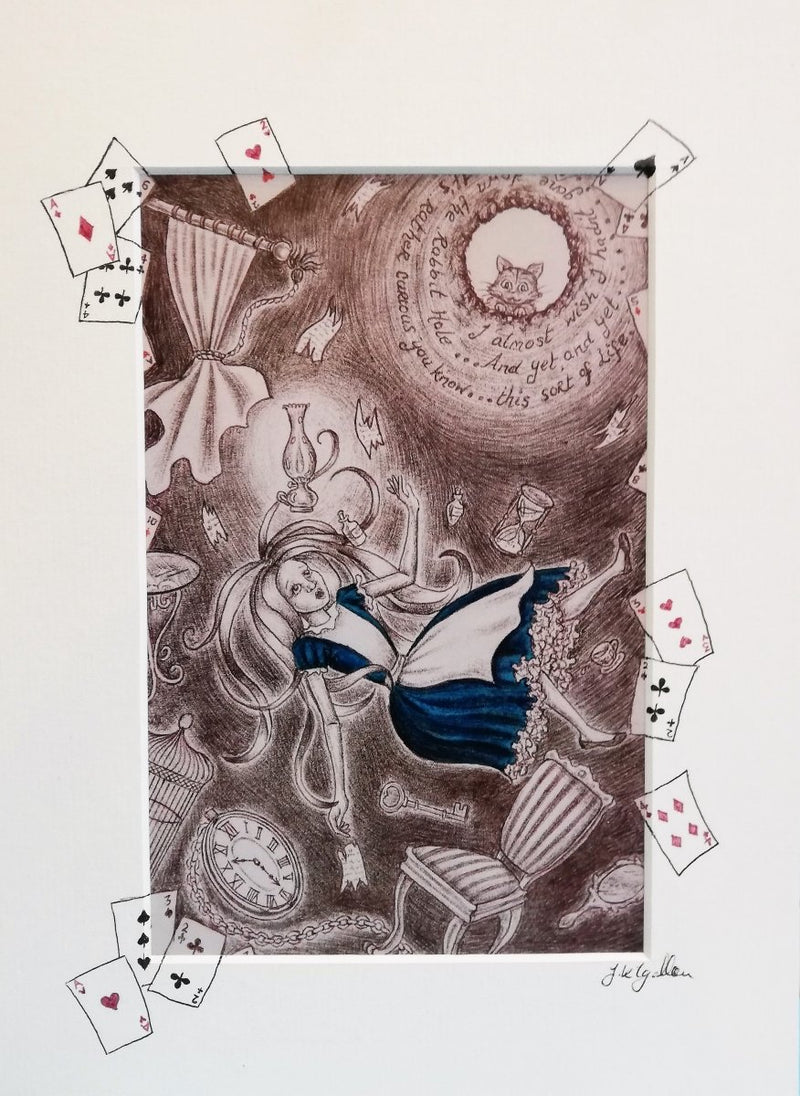 Print: Jenni Kilgallon - Alice Falling Down the Rabbit Hole - Tales for Tadpoles