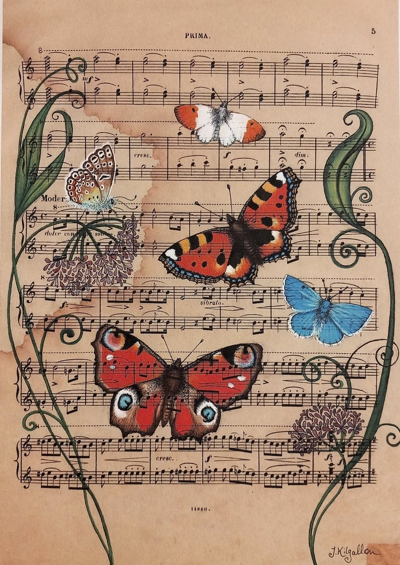 Print: Jenni Kilgallon - Butterflies and Music (A4 unmounted) - Tales for Tadpoles Print: Jenni Kilgallon - Butterflies and Music (A4 unmounted) - Tales for Tadpoles