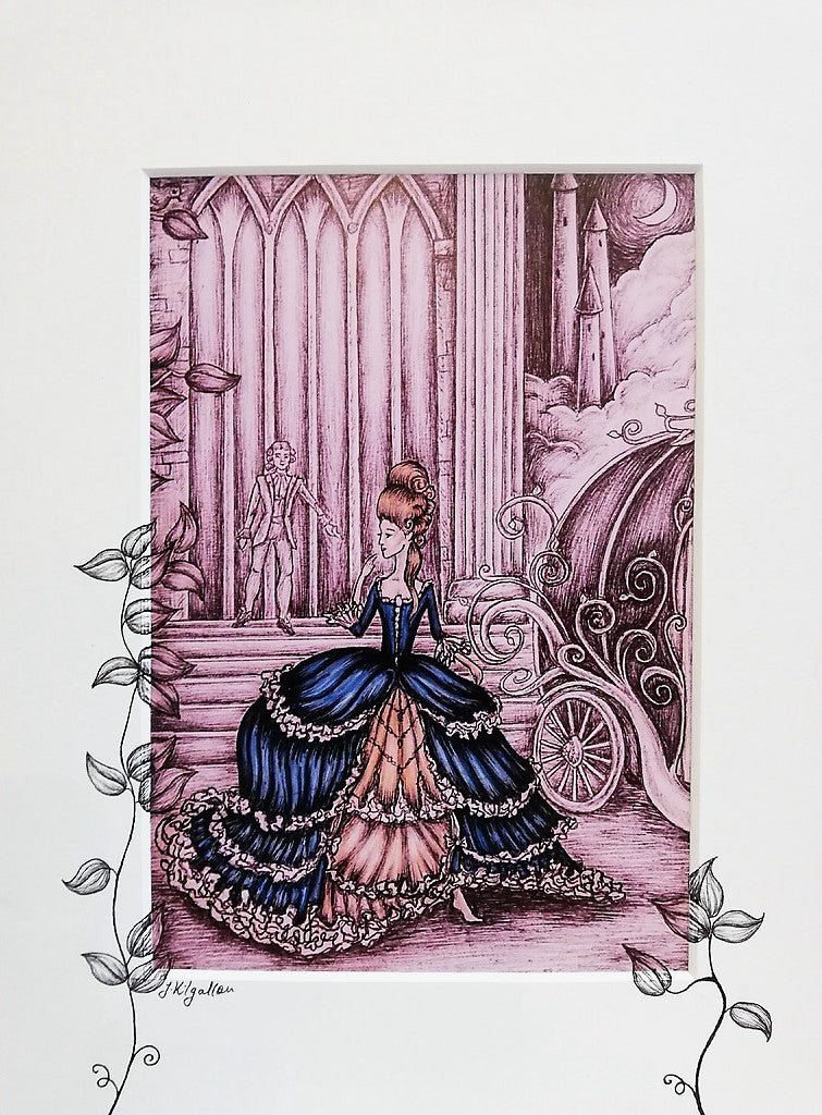 Print: Jenni Kilgallon - Cinderella Leaving the Ball (with colour) - Tales for Tadpoles