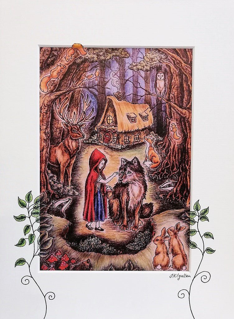 Print: Jenni Kilgallon - Little Red Riding Hood Meets the Wolf - Tales for Tadpoles